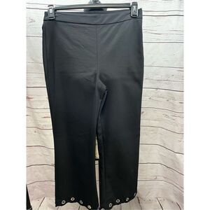 Zara Women medium black pants with side zipper and grommets with scallop edge on